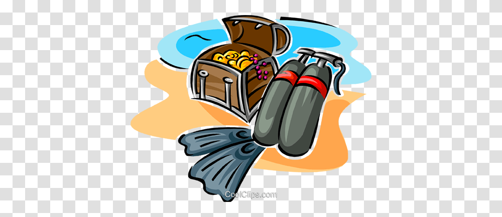 Scuba Equipment And Treasure Chest Royalty Free Vector Clip Art Transparent Png