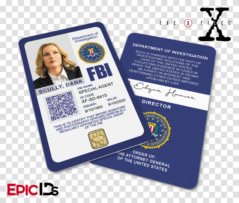 Scully X Files Id Badge, Person, Human, Id Cards Transparent Png
