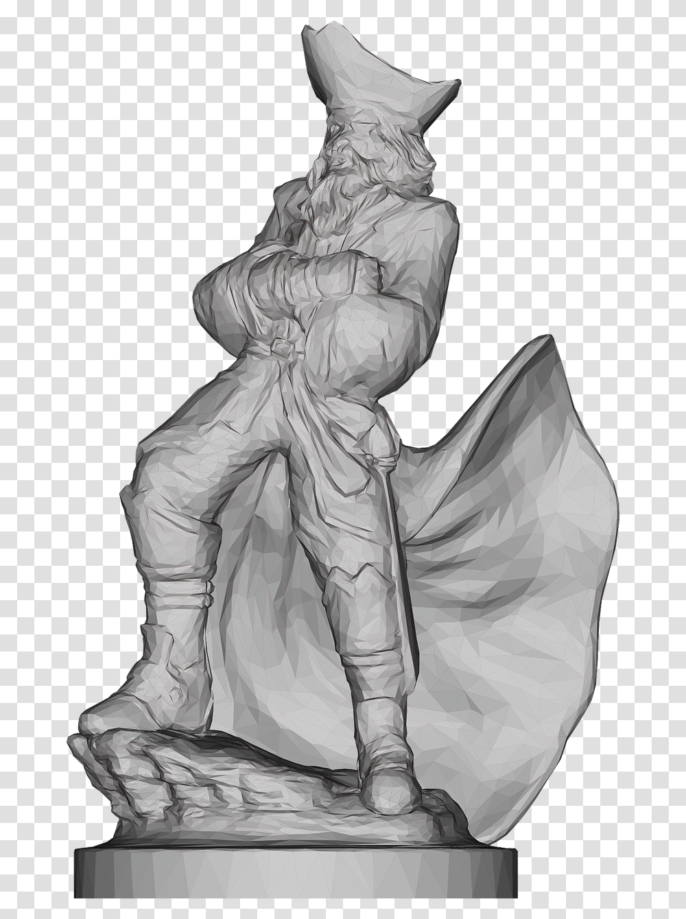Sculpture Pirate Low Poly 3d Abstract Art Art Sculpture, Person, Human, Statue, Drawing Transparent Png