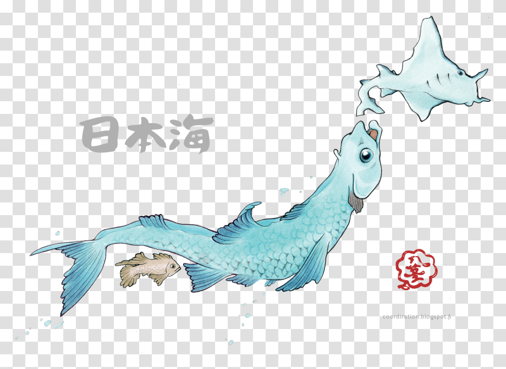 Sea Creatures Of Japanese Map Illustration, Animal, Fish, Bird, Sea Life Transparent Png