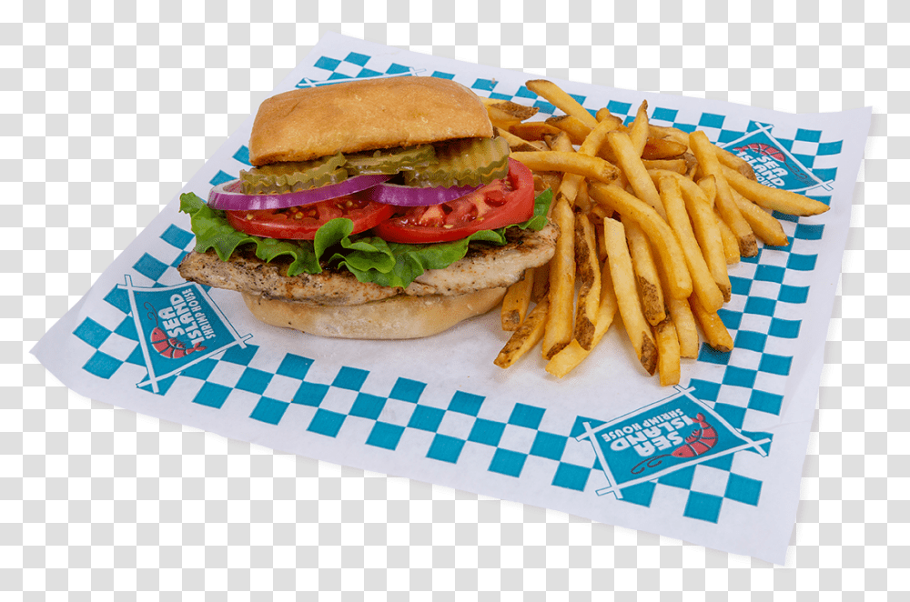 Sea Island Grilled Chicken Sandwich, Burger, Food, Fries Transparent Png