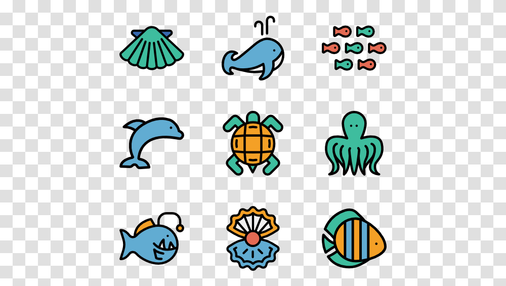 Sea Life Linear Color Aquarium Icons, Bird, Animal, Poster, Advertisement Transparent Png