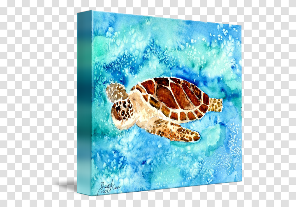 Sea Turtle Sea Life Painting Print By Derek Mccrea Turtle Painting, Reptile, Animal, Tortoise, Water Transparent Png