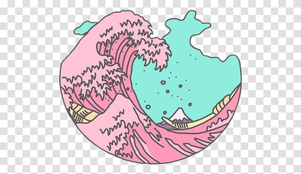 Sea Wave Seawaves Waves Pink Aesthetic Stickers, Label, Doodle, Drawing Transparent Png