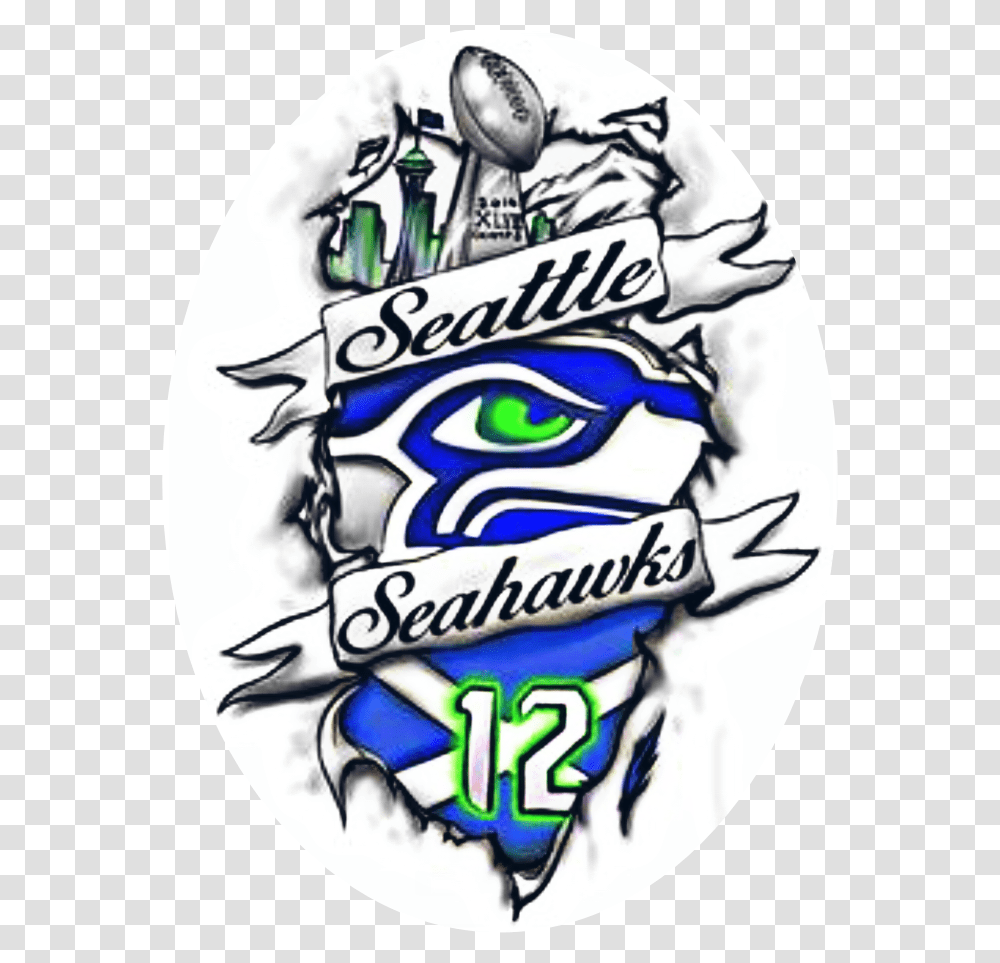 Seahawks 12 Seahawks Logo, Label, Outdoors, Water Transparent Png