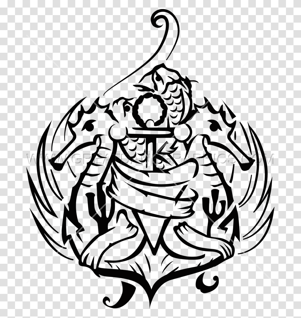 Seahorse Anchor Crest Production Ready Artwork For T Shirt Printing, Emblem, Arrow, Weapon Transparent Png
