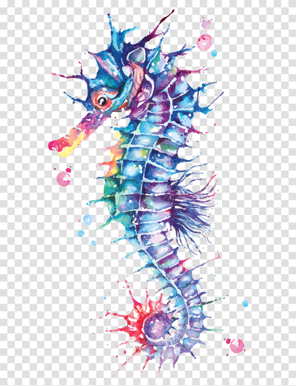 Seahorse Painted With Watercolor Download Free Vectors Watercolor Seahorse Painting, Sea Life, Animal, Mammal Transparent Png