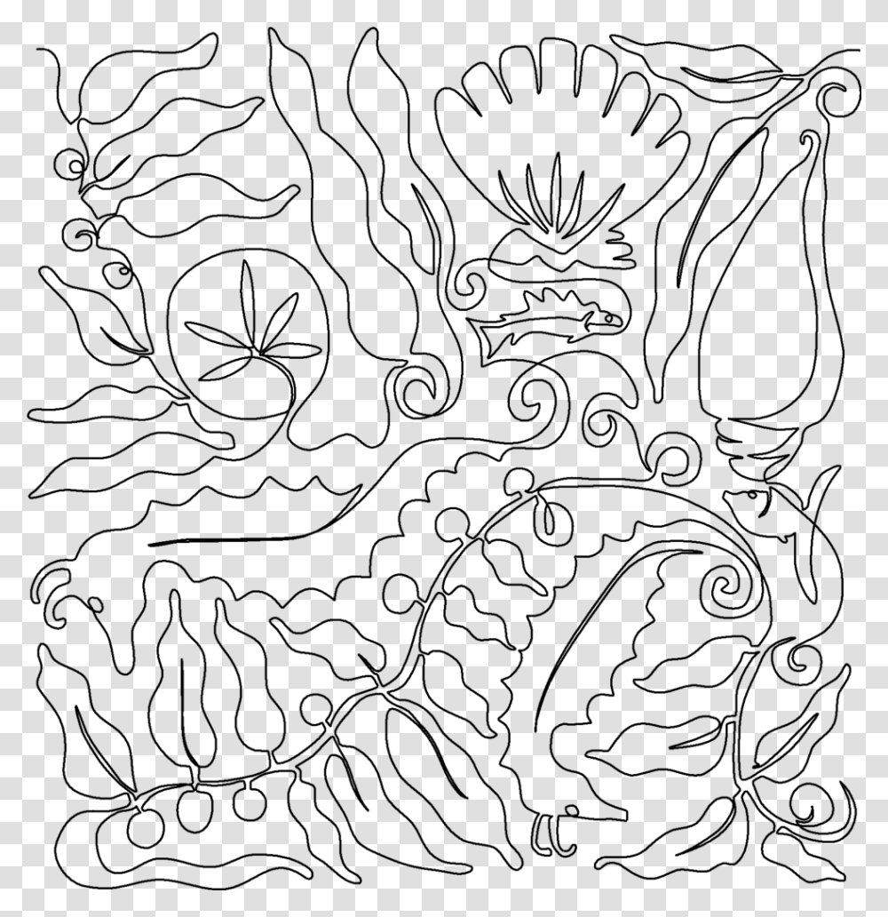 Seahorse Shells And Kelp Line Art, Gray, World Of Warcraft Transparent Png