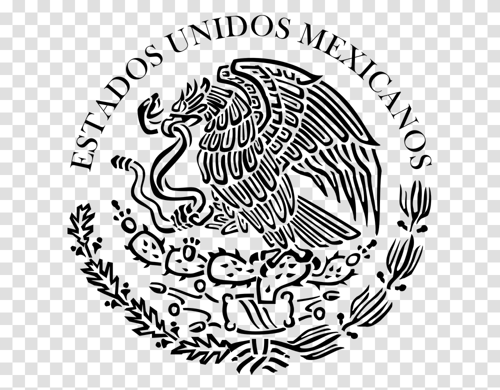 Seal Flag Eagle Emblem Government Coat Mexican Mexican Flag Eagle Black And White, Gray, World Of Warcraft, Halo Transparent Png