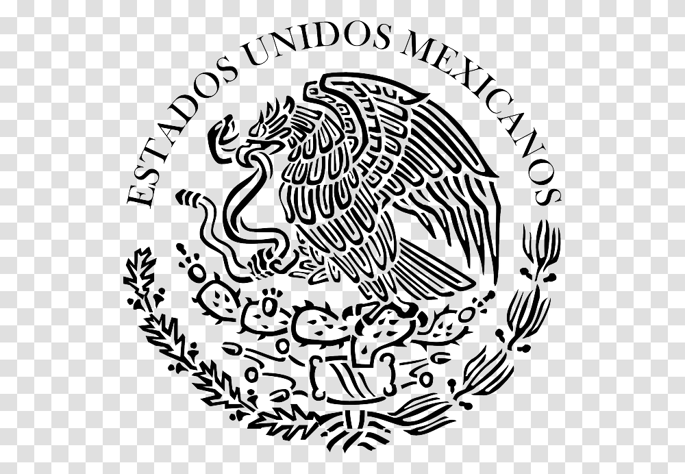 Seal Flag Outline Symbol Eagle Del Free Emblem Mexican Flag Symbol Black And White, Logo, Trademark, Number Transparent Png