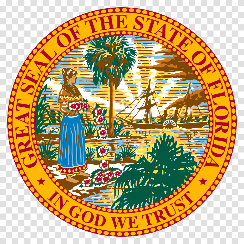 Seal Of Florida, Logo, Trademark, Rug Transparent Png
