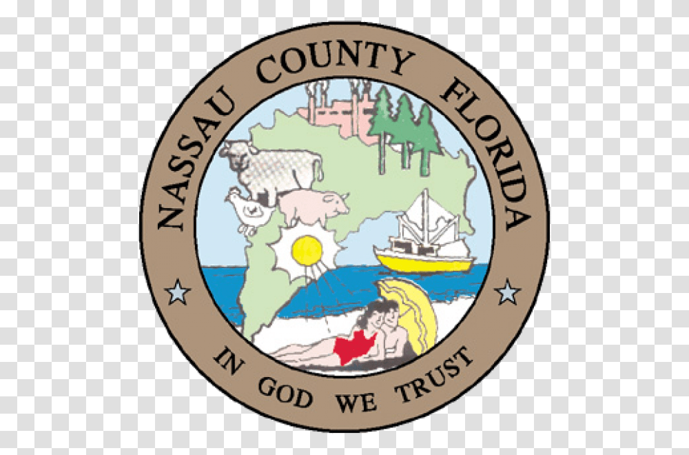 Seal Of Nassau County Florida Nassau County Florida Seal, Label, Vehicle, Transportation Transparent Png
