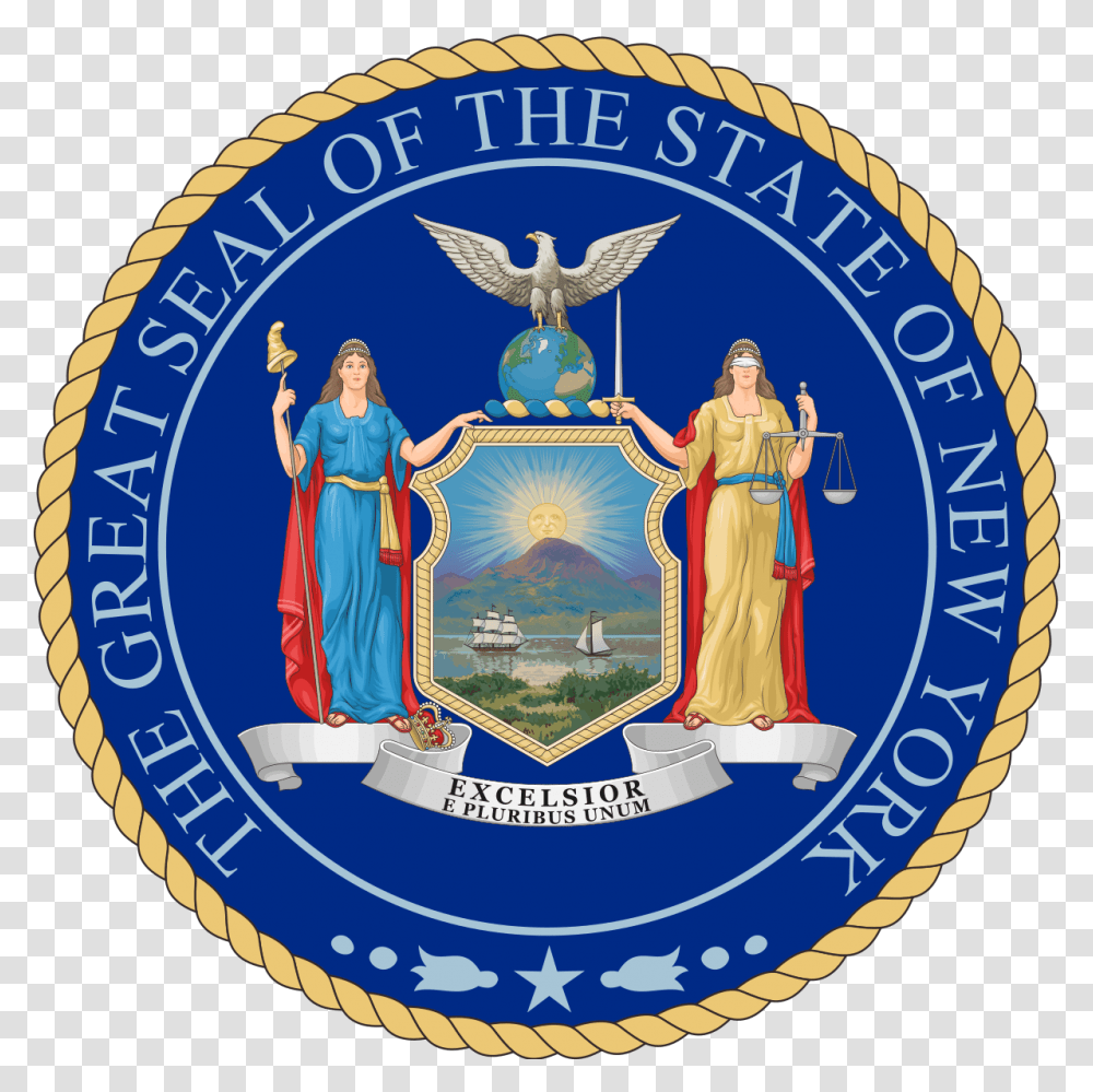Seal Of New York Mrta New York, Logo, Symbol, Trademark, Person Transparent Png