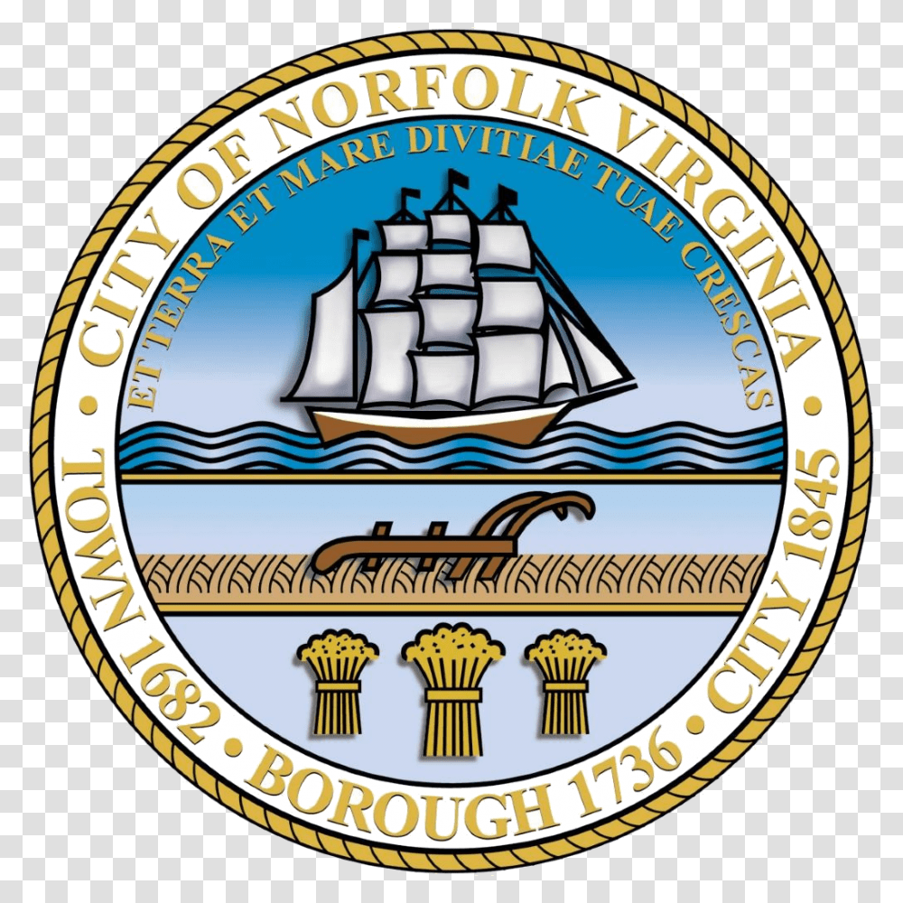 Seal Of Norfolk Virginia, Logo, Trademark, Badge Transparent Png