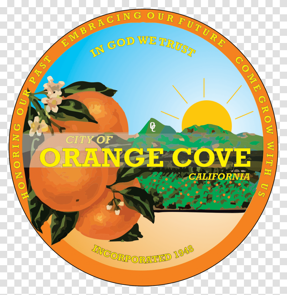 Seal Of Orange Cove California Valencia Orange, Disk, Dvd, Plant, Fruit Transparent Png