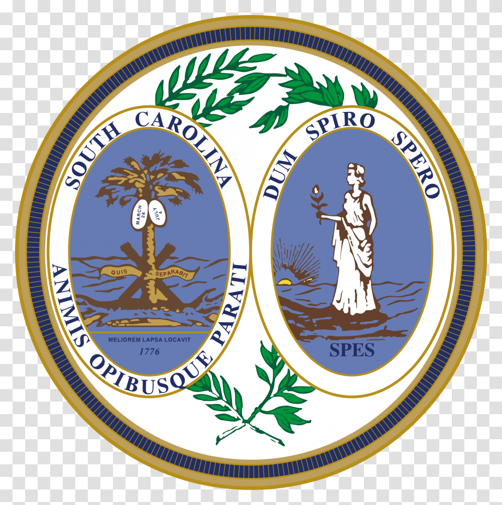 Seal Of South Carolina, Logo, Trademark, Badge Transparent Png