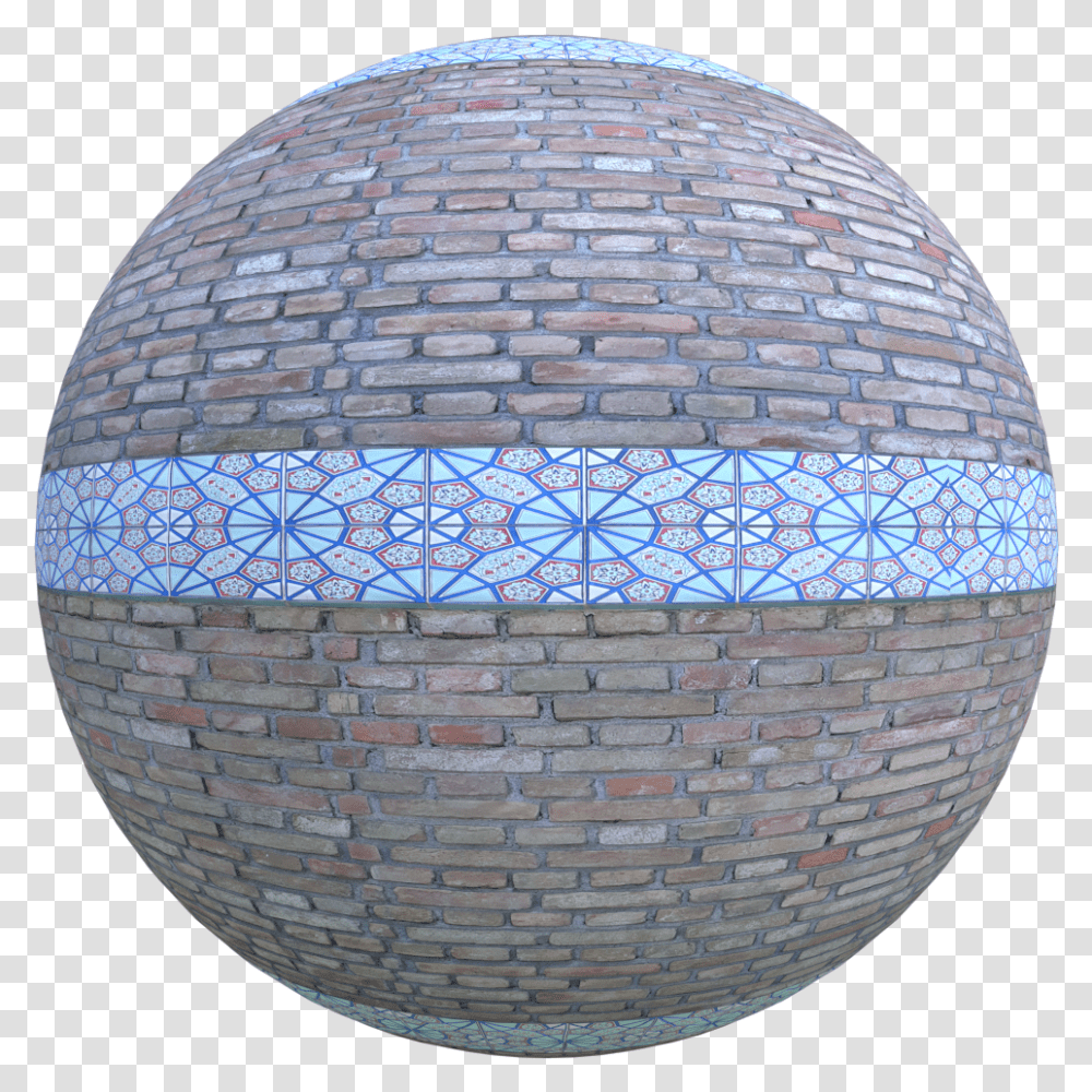 Seamless Brick Wall With Blue Ceramic Cobblestone, Sphere, Lamp, Building, Rug Transparent Png