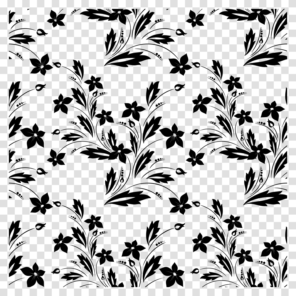 Seamless Floral Pattern Black And White, Gray, World Of Warcraft Transparent Png
