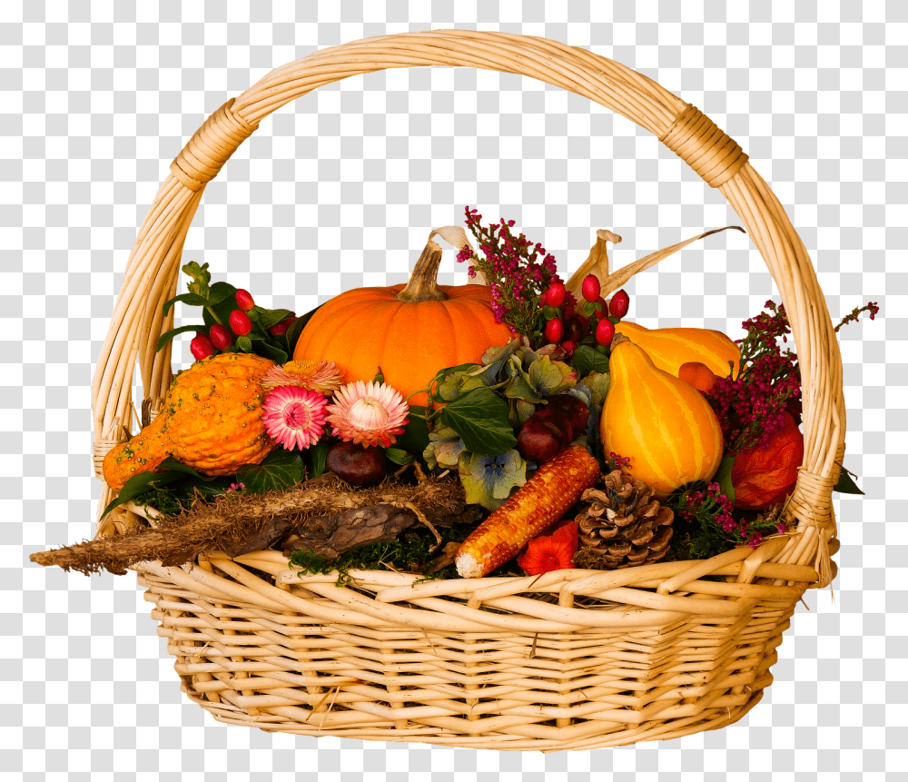 Season Autumn Harvest Food, Basket, Plant, Flower, Blossom Transparent Png