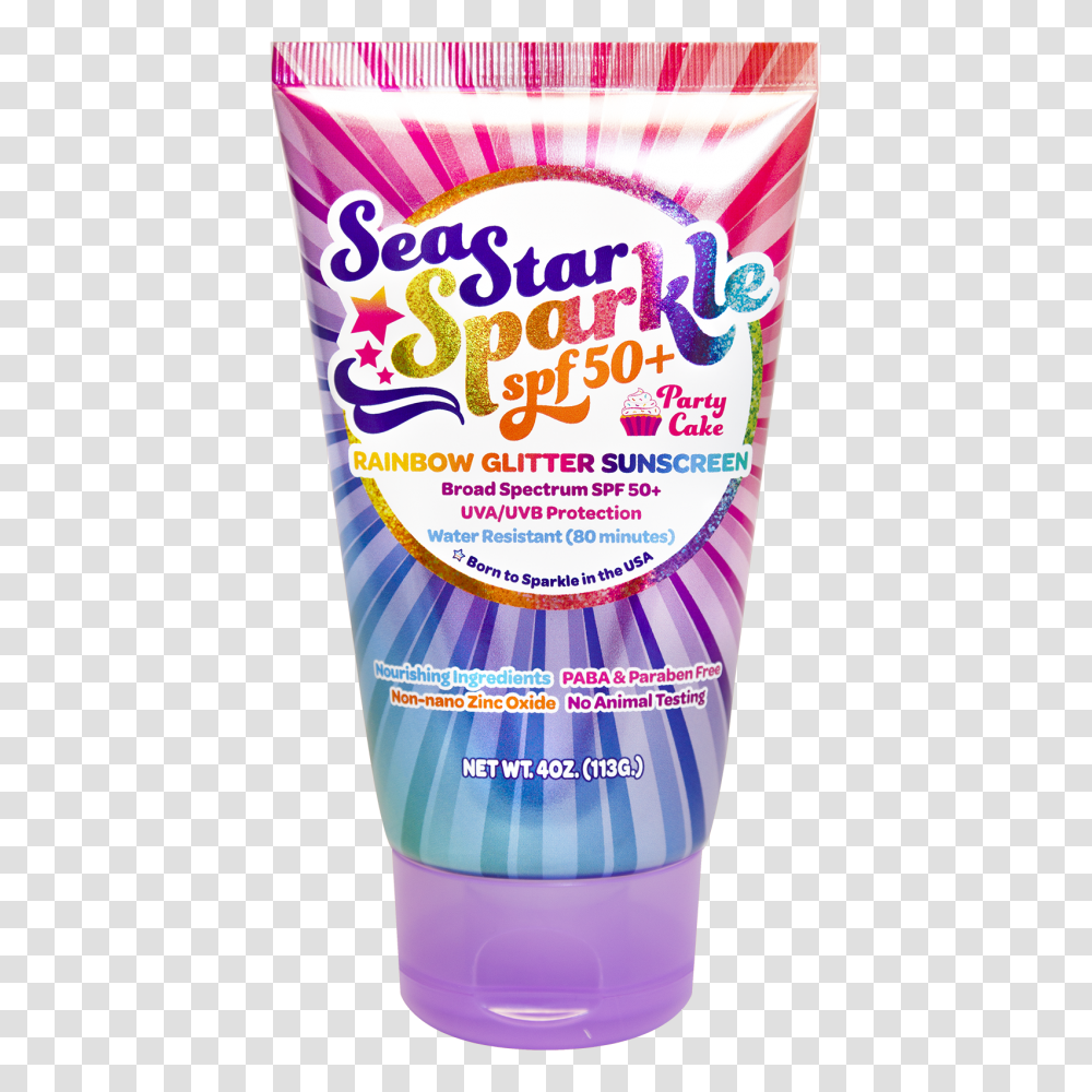 Seastar Sparkle Party Cake With Rainbow Glitter Oz, Bottle, Beer, Alcohol, Beverage Transparent Png