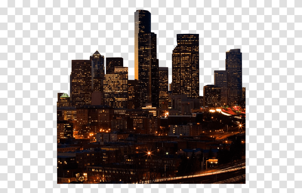 Seattle City Skyline Building Night Wallpaper Hd, Urban, Downtown, Metropolis, Office Building Transparent Png