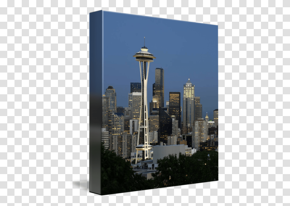Seattle Downtown With Space Needle By Tim Knight Banner Seattle, City, Urban, Building, High Rise Transparent Png