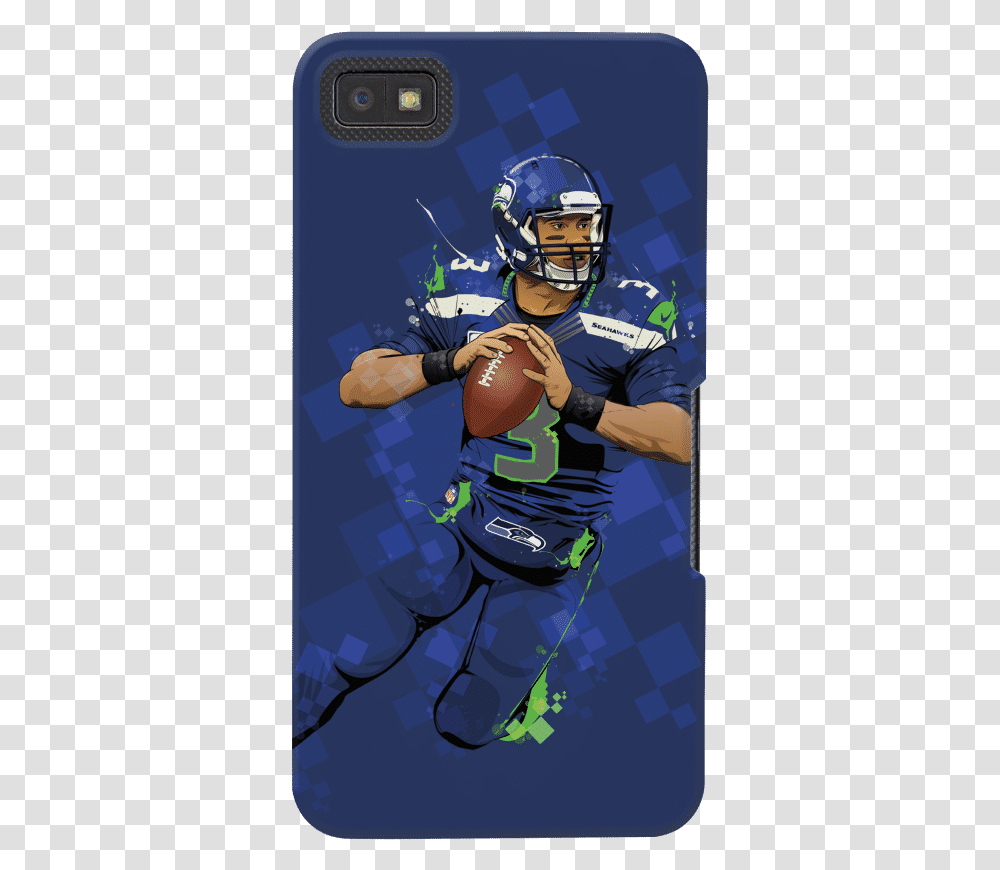 Seattle Seahawks Backpack Russell Wilson, Helmet, Apparel, Person Transparent Png