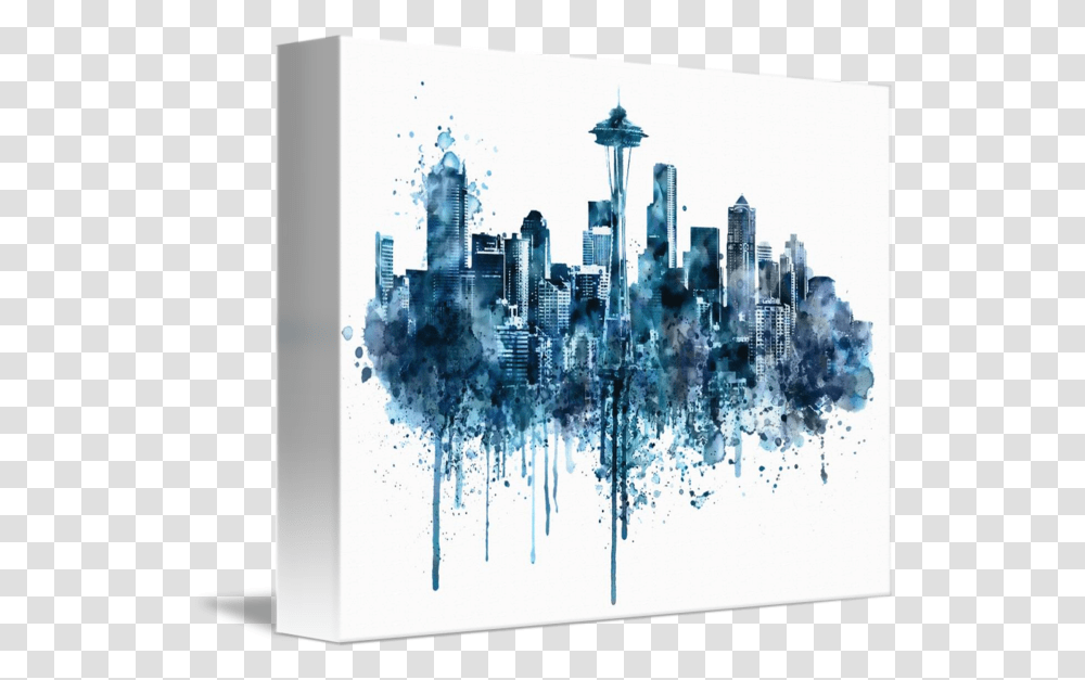 Seattle Skyline Monochrome Watercolor Things To Watercolor Monochrome, Art, Modern Art, Chandelier, Lamp Transparent Png