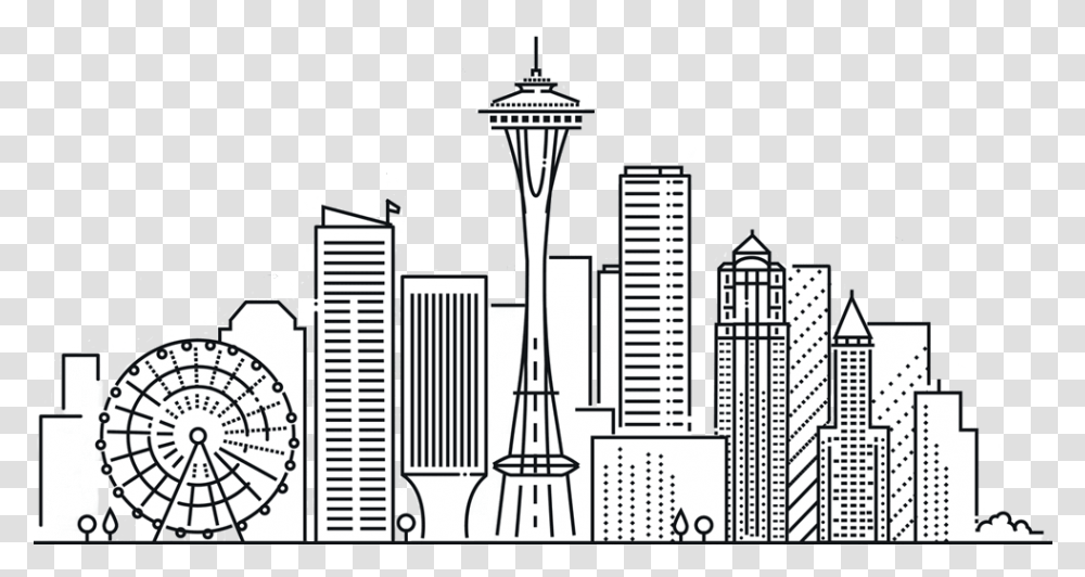 Seattle Skyline Seattle City Line Download Original Seattle Clipart, Architecture, Building, Urban, Clock Tower Transparent Png