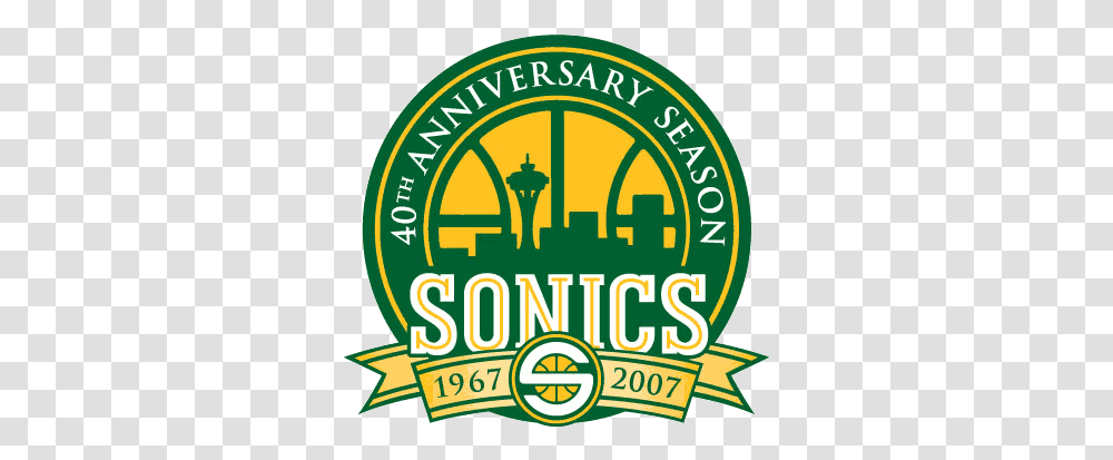 Seattle Supersonics Anniversary Logo Seattle Supersonics 40th Anniversary, Symbol, Building, Badge, Text Transparent Png