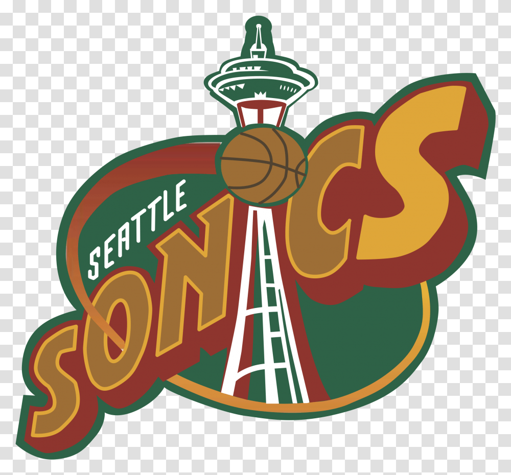 Seattle Supersonics Logo Seattle Sonics Old Logo, Symbol, Text, Outdoors, Urban Transparent Png