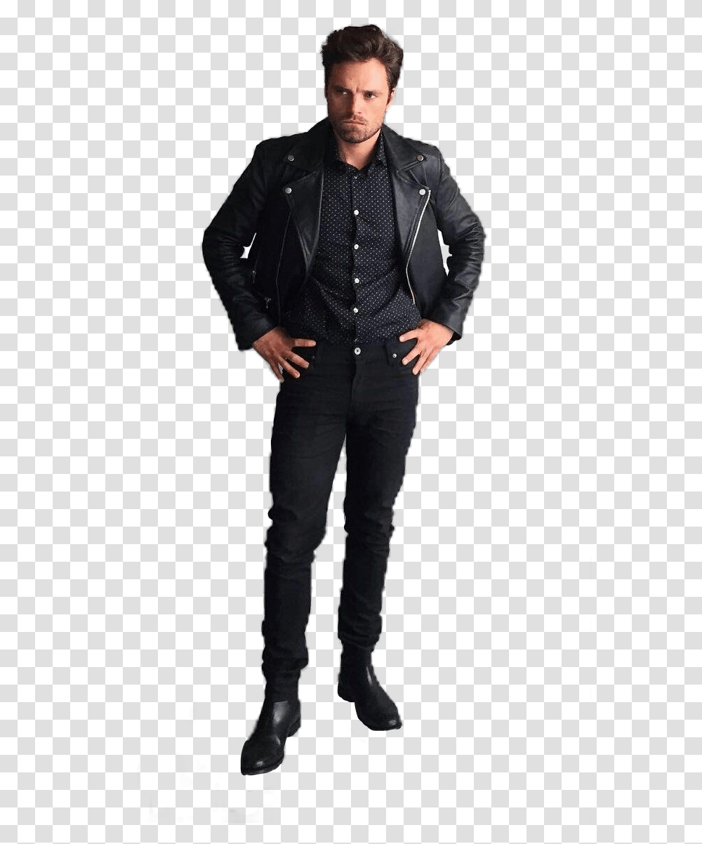 Sebastian Stan Leather Jacket, Apparel, Coat, Suit Transparent Png