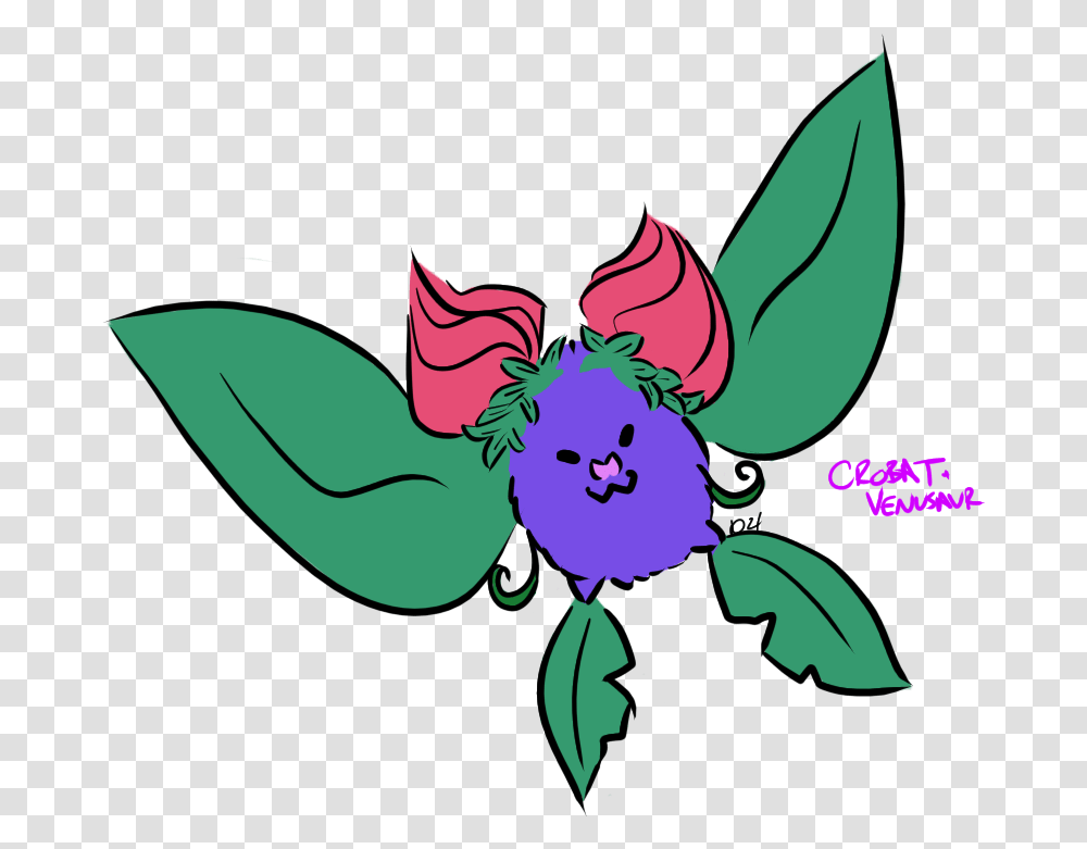 Second Pokemon Fusion Crobat And The Venusaur Line, Green, Floral Design Transparent Png