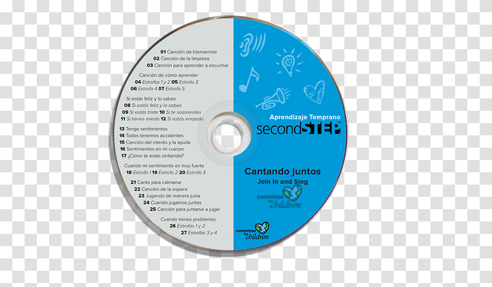 Second Step Early Learning Spanish Join In And Sing Second Step, Disk, Dvd Transparent Png