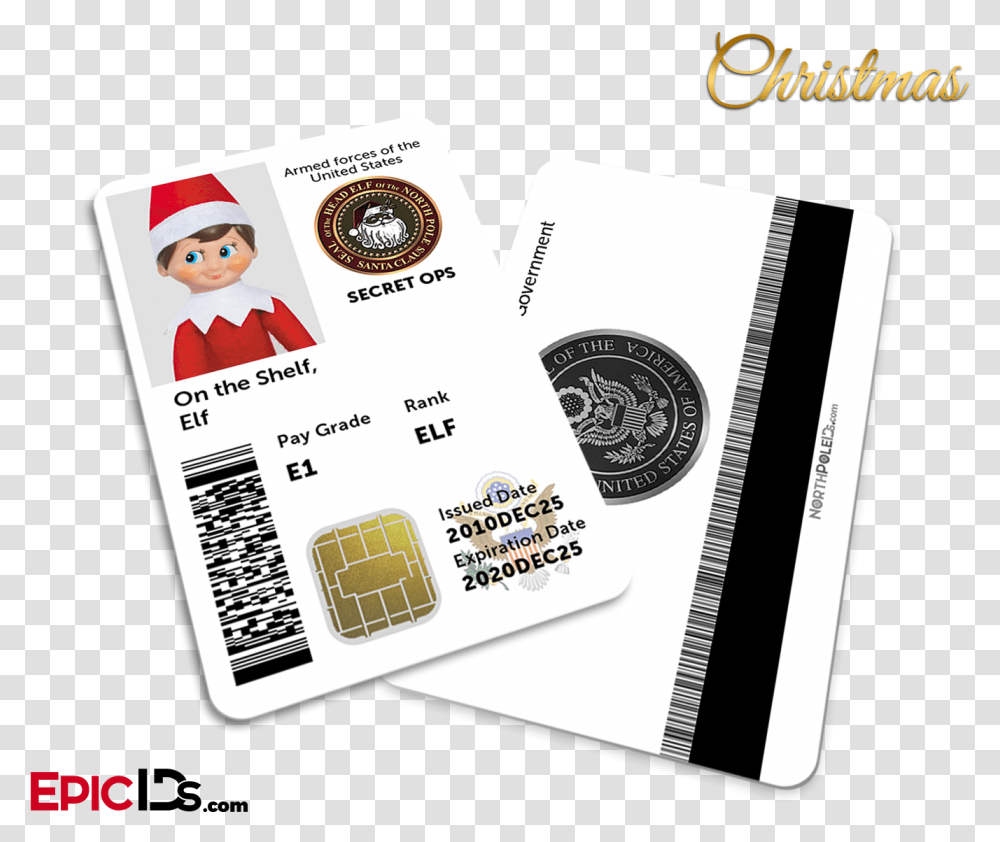 Secret Ops Us Military Santa's Elf IdClass Catco Worldwide Media Id, Id Cards, Document, Driving License Transparent Png