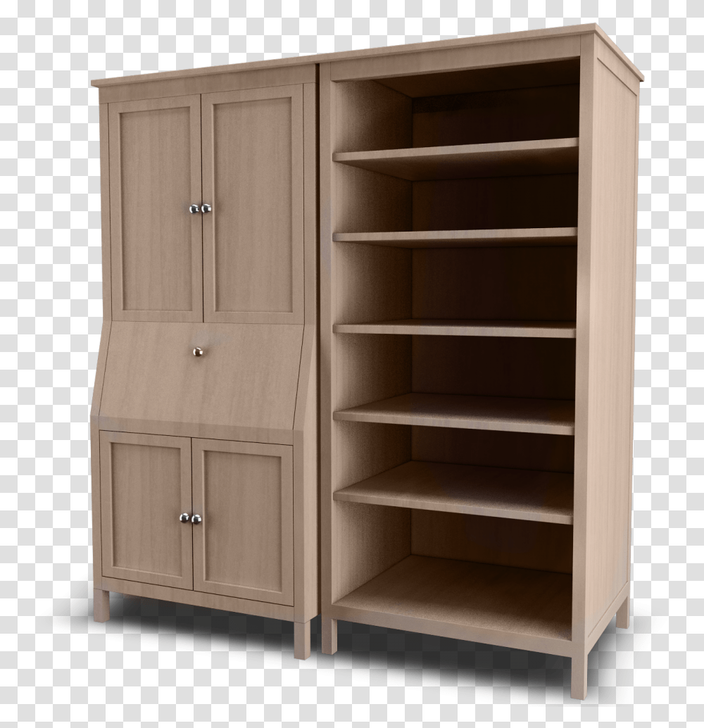 Secretary With Add On Unit And Bookspace3d ViewClass Shelf, Furniture, Cupboard, Closet, Staircase Transparent Png