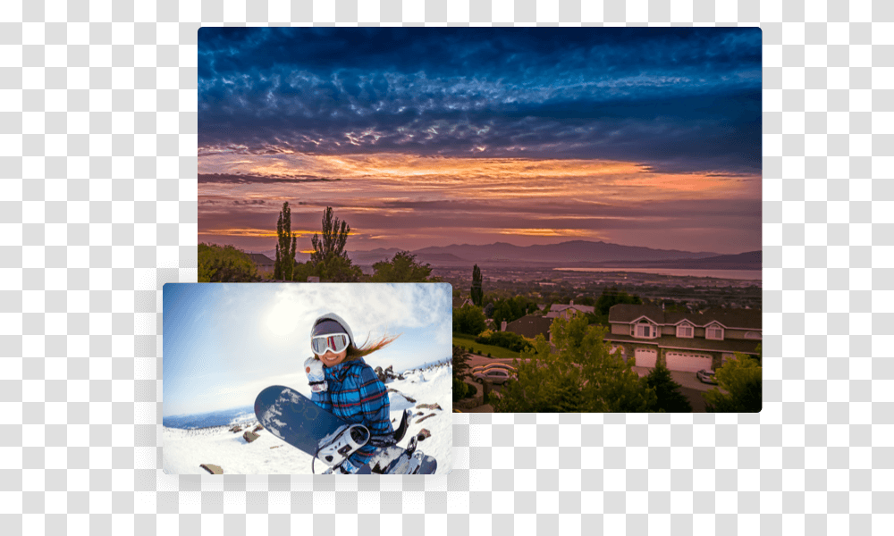 Section 2 Image Girl Snowboarding With Helmet, Person, Nature, Outdoors, Sunglasses Transparent Png