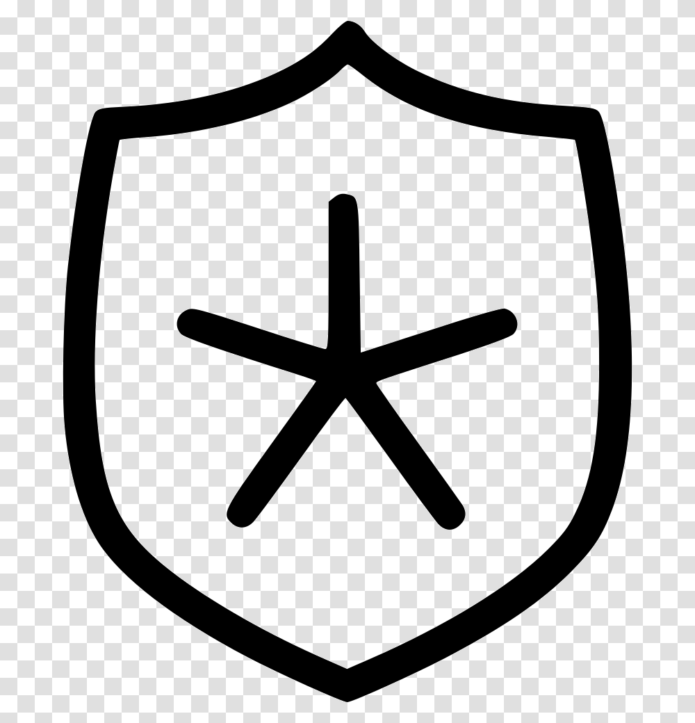 Secure Authentication Star Important Travel Secure Icon, Shield, Armor, Cross Transparent Png