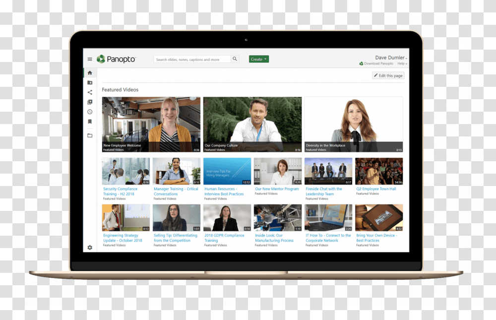Secure Online Video Library Panopto Is Everything Youtube Sharing, Person, Computer, Electronics, Monitor Transparent Png