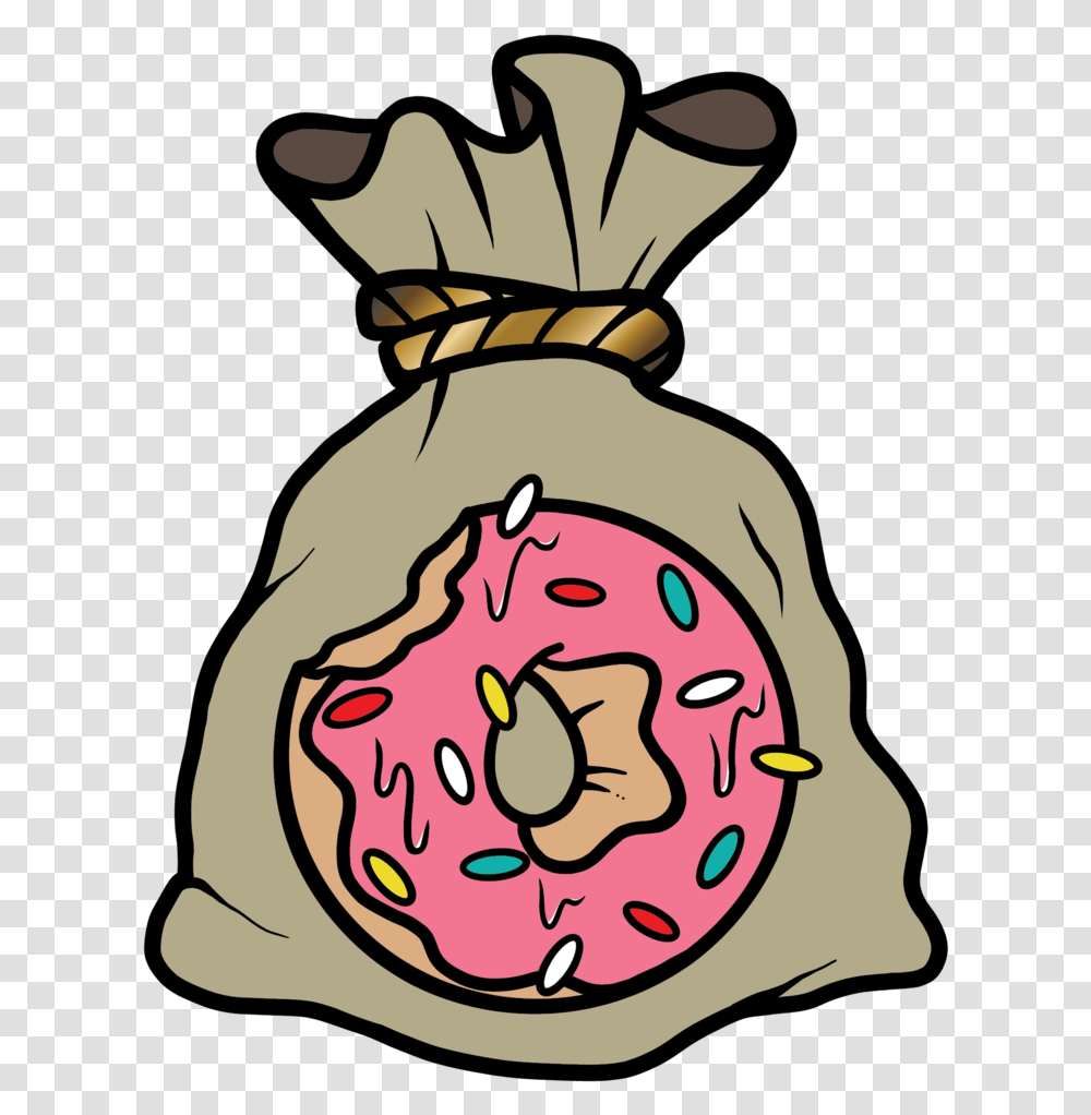 Secure The Bag Hustle N Dough Pin Clipart Download Cartoon Donut, Food, Sweets, Confectionery, Sack Transparent Png