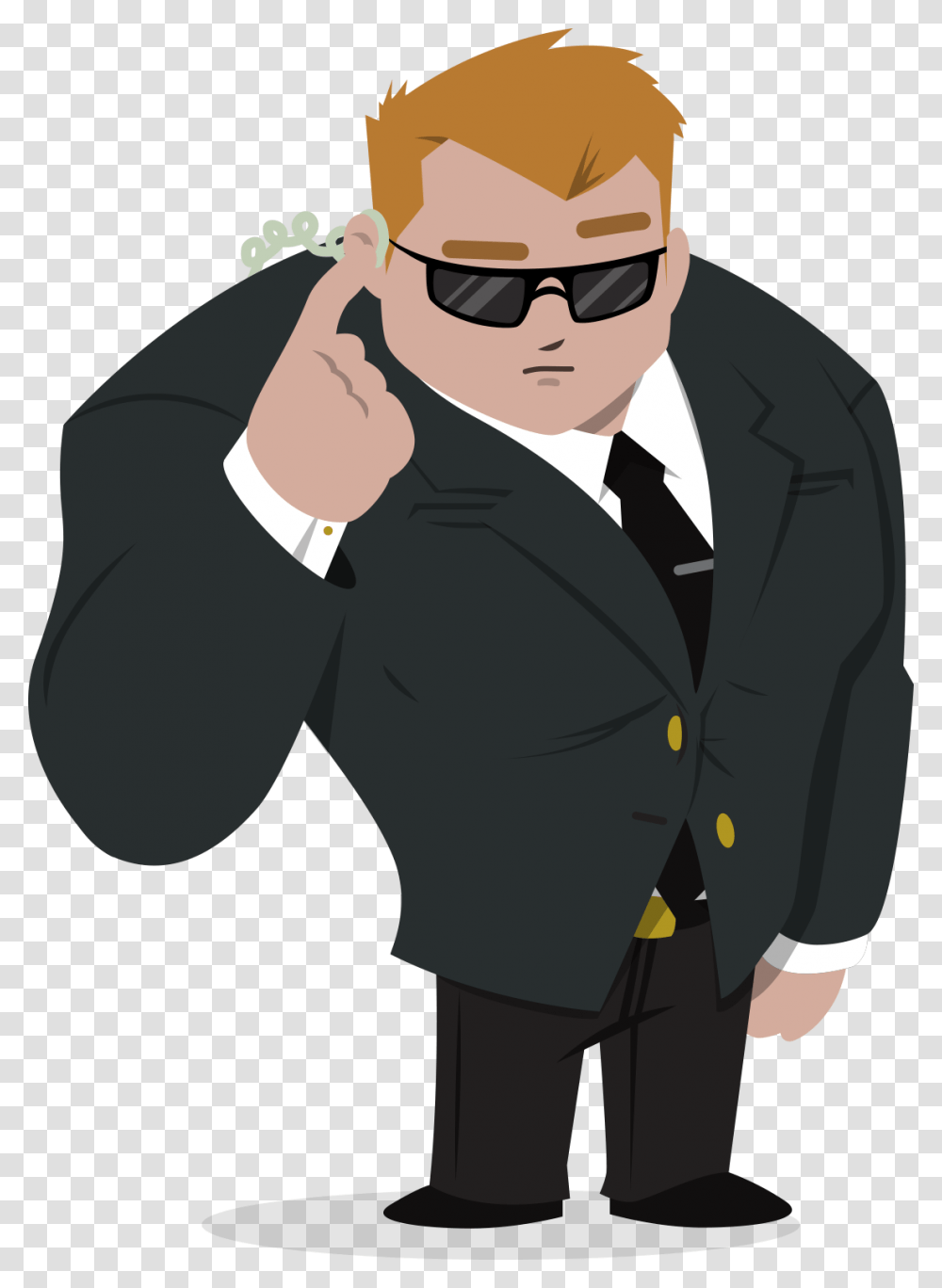 Security Dude Cartoon Dude In A Suit, Overcoat, Sunglasses, Person Transparent Png