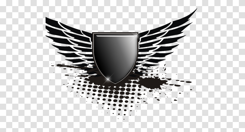 Security Shield Clipart Wing Black Shield With Wings, Coffee Cup, Emblem, Glass Transparent Png