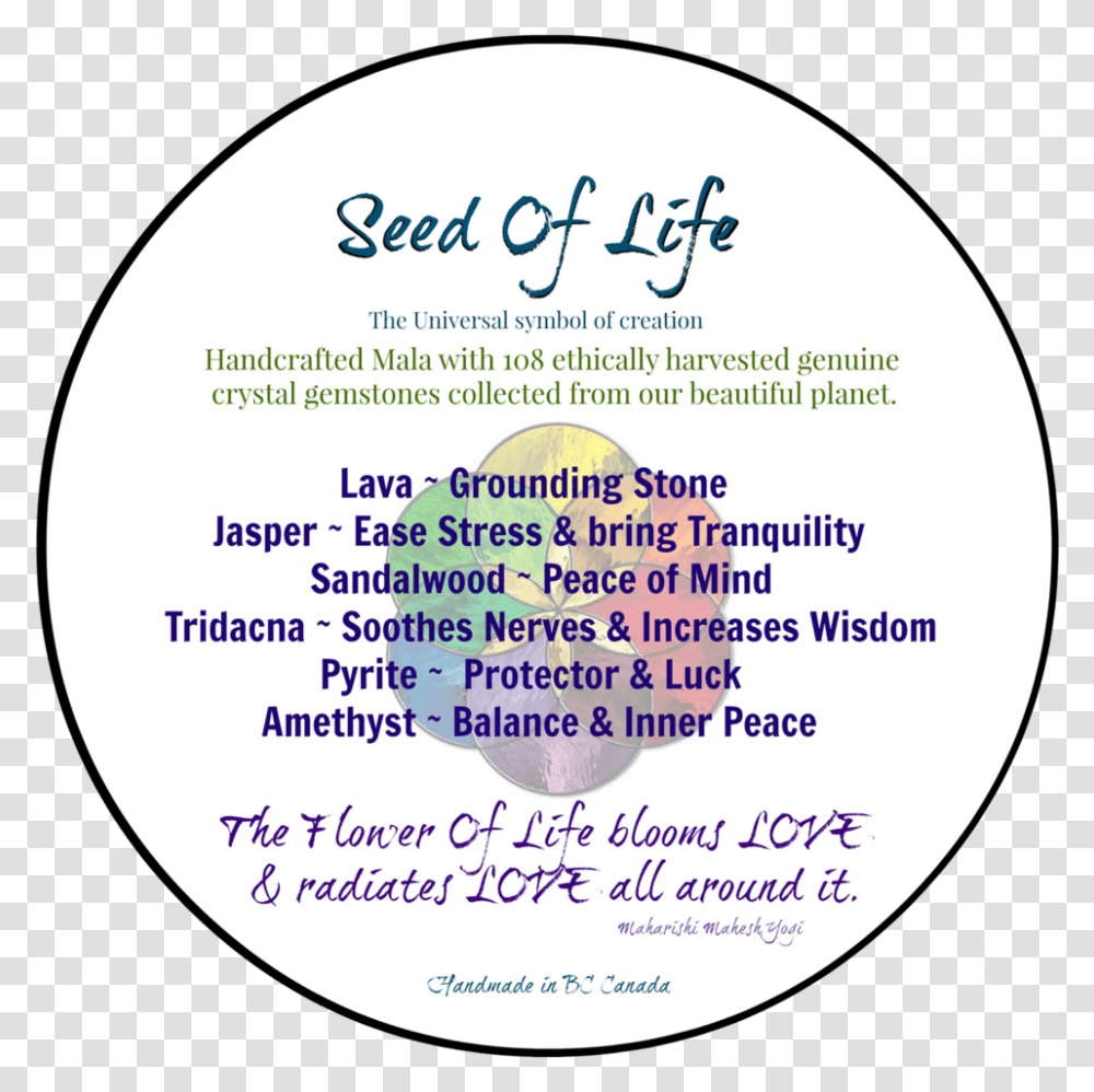 Seed Of Life - Zenwand Circle, Text, Paper, Poster, Advertisement Transparent Png