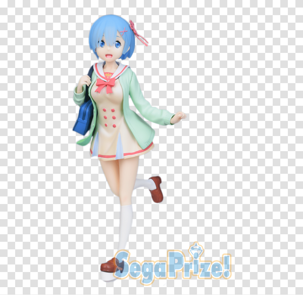Sega Premium Figure Rem Student, Figurine, Doll, Toy, Person Transparent Png