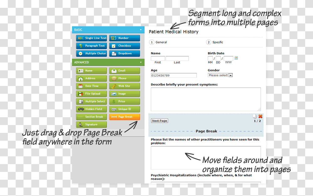 Segment Advanced Forms Into Multiple Pages Signature Fields In Online Forms, File, Webpage, Menu Transparent Png