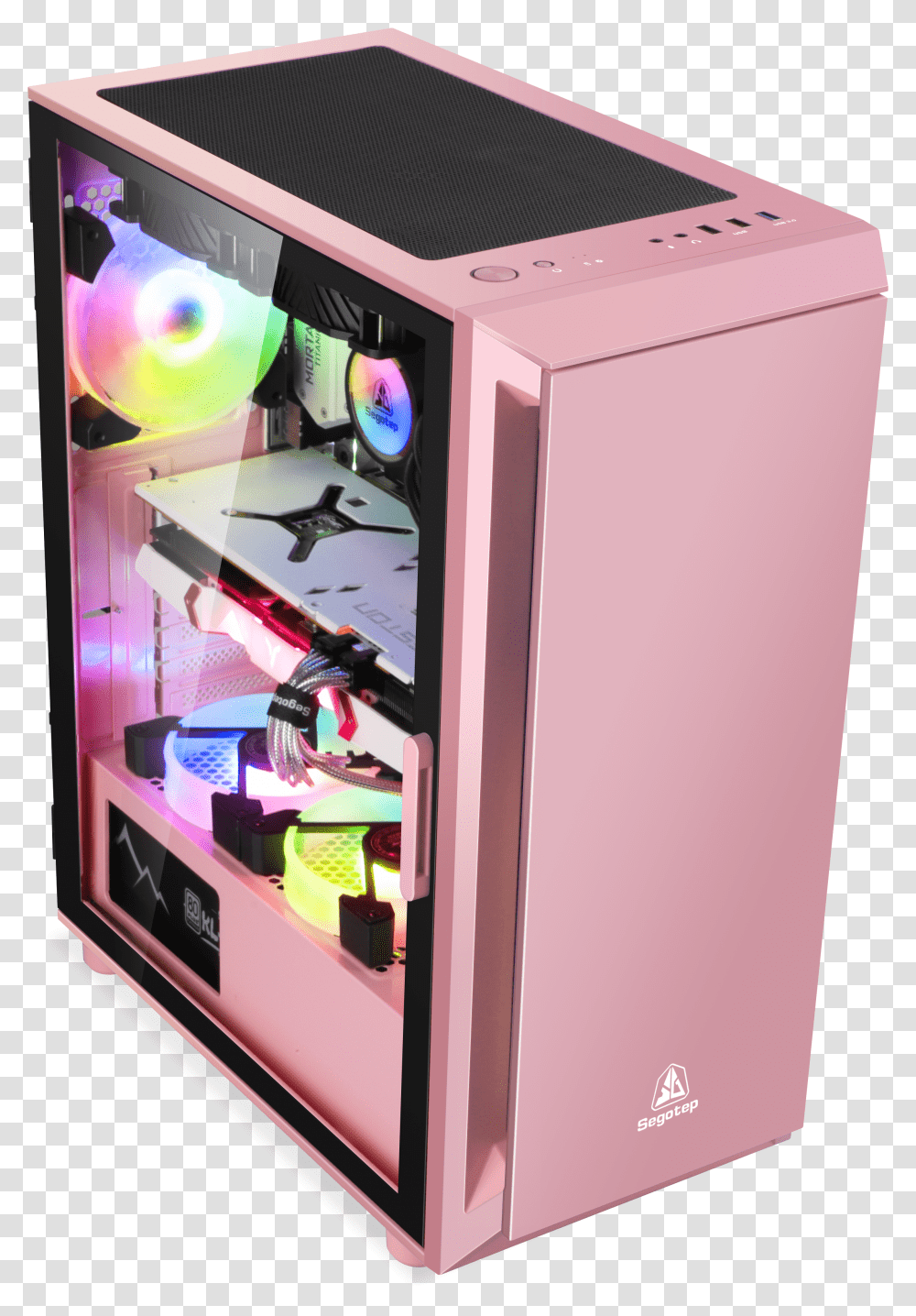 Segotep Gank 5 Gaming Computer Pc Case Pink Pc Case Transparent Png