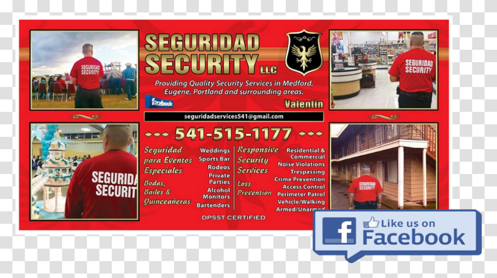 Seguridad Security Facebook Oregon Flyer, Person, Human, Poster, Advertisement Transparent Png