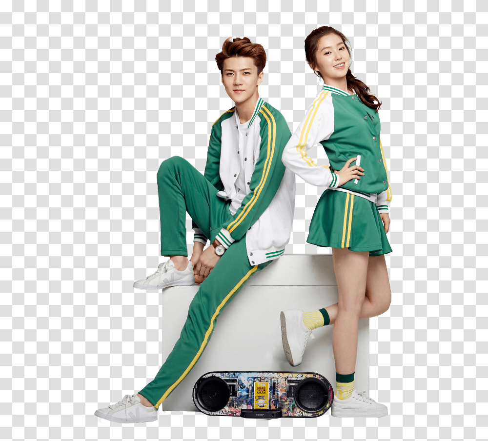 Sehun And Irene Red Velvet Joy And Exo, Person, Female, Sleeve Transparent Png