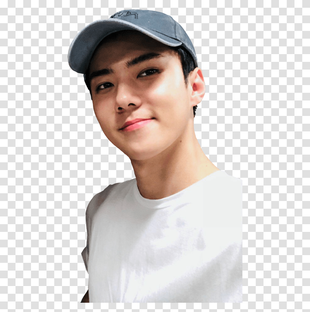 Sehun With Girl Selfie, Person, Face, Hat Transparent Png