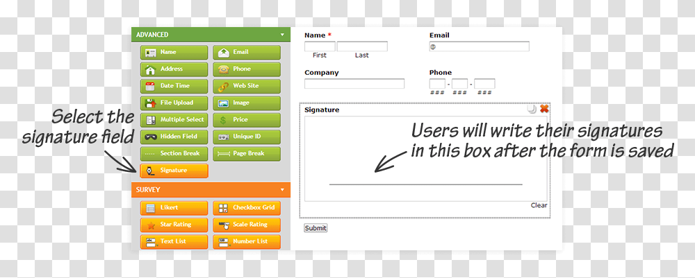 Select The Signature Field Users Will Write Their Online Form Signature Field, File, Webpage, Word Transparent Png